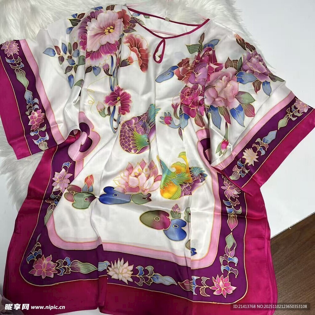 中式印花短袖上衣