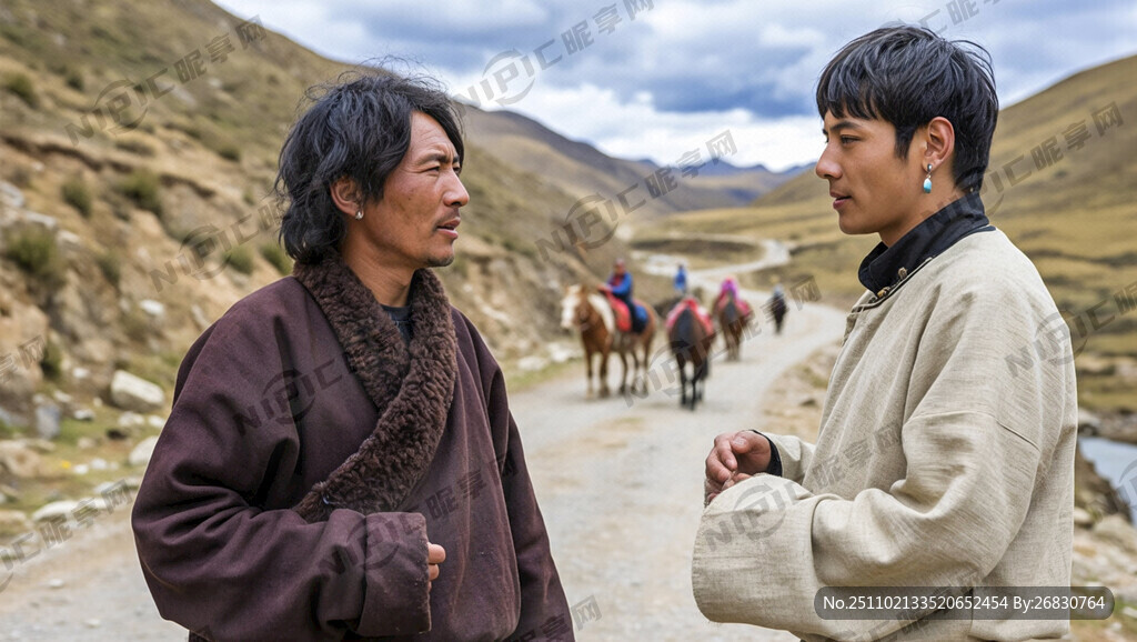 古代茶马古道上汉藏交流的场景。