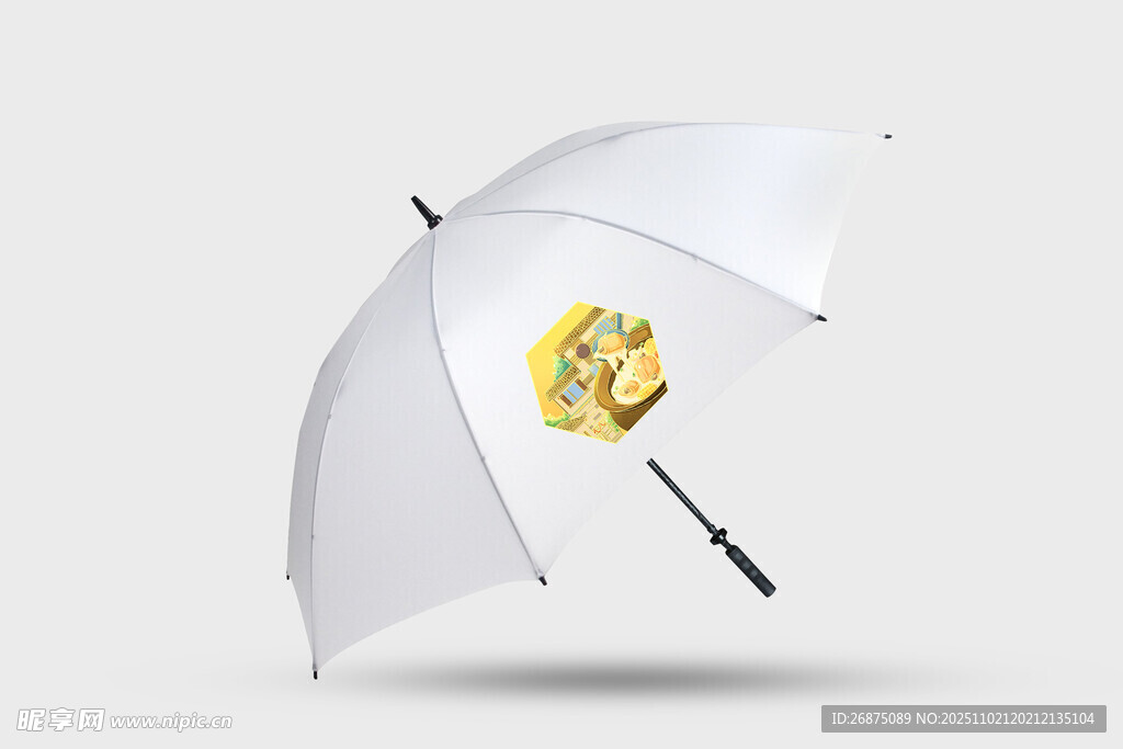 白色雨伞上的黄色图案样机