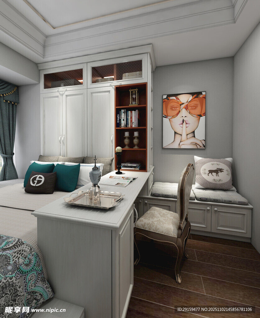 现代简约风书房室内一角