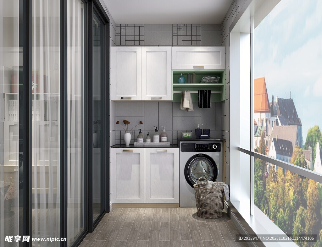 现代简约风阳台厨房空间