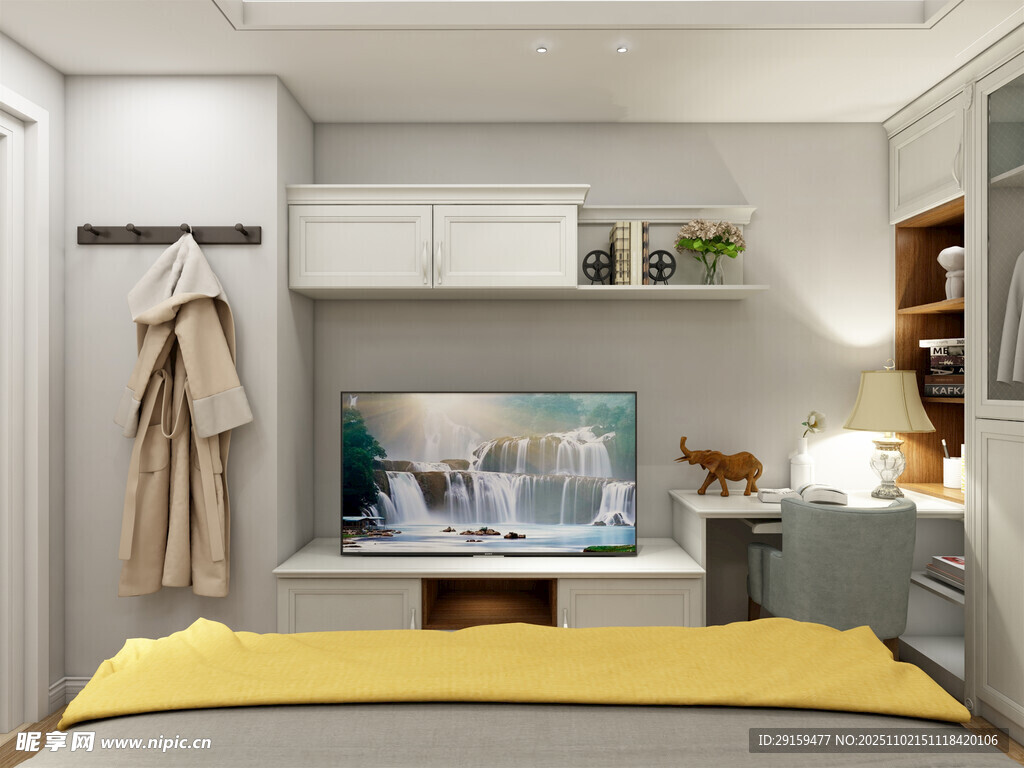 现代简约风卧室书房一体空间