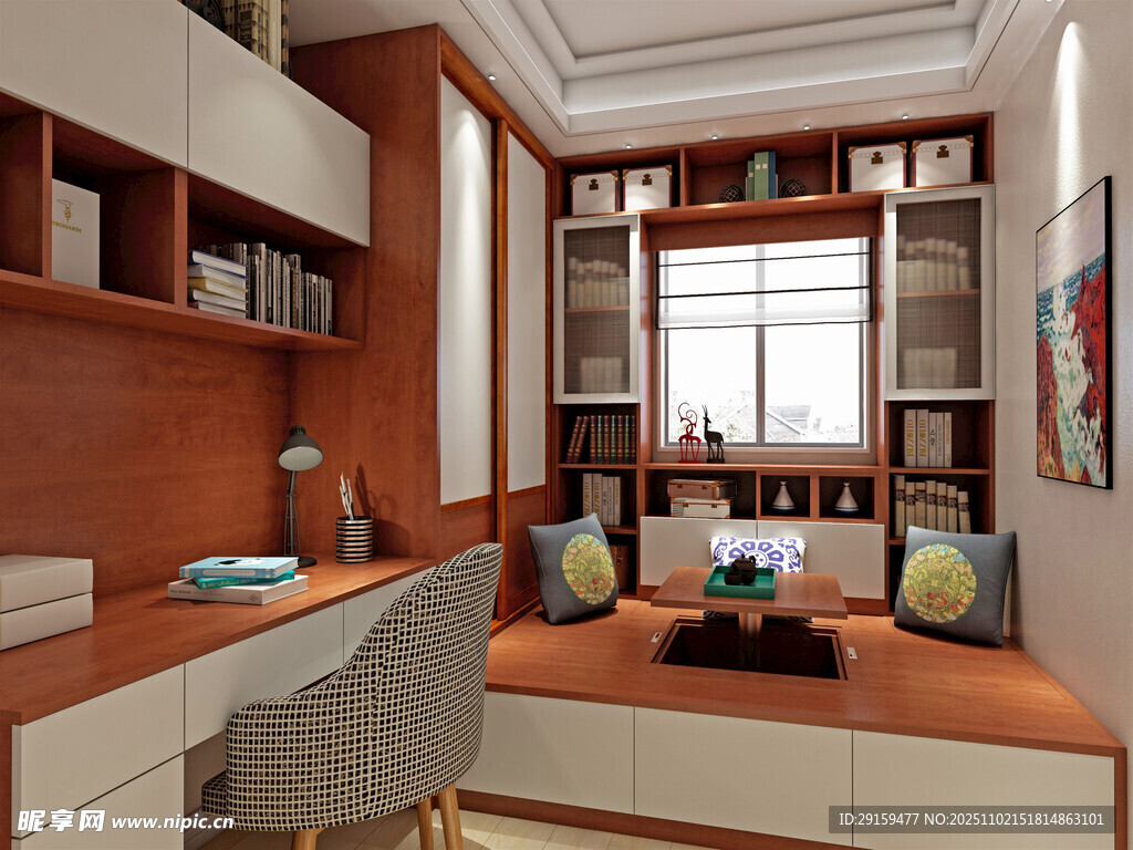 现代简约风温馨书房一角