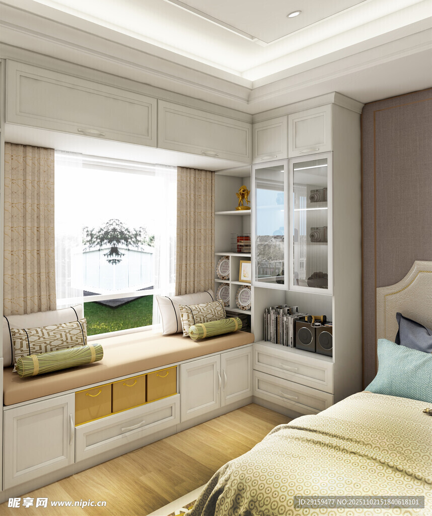 简约卧室榻榻米设计效果图