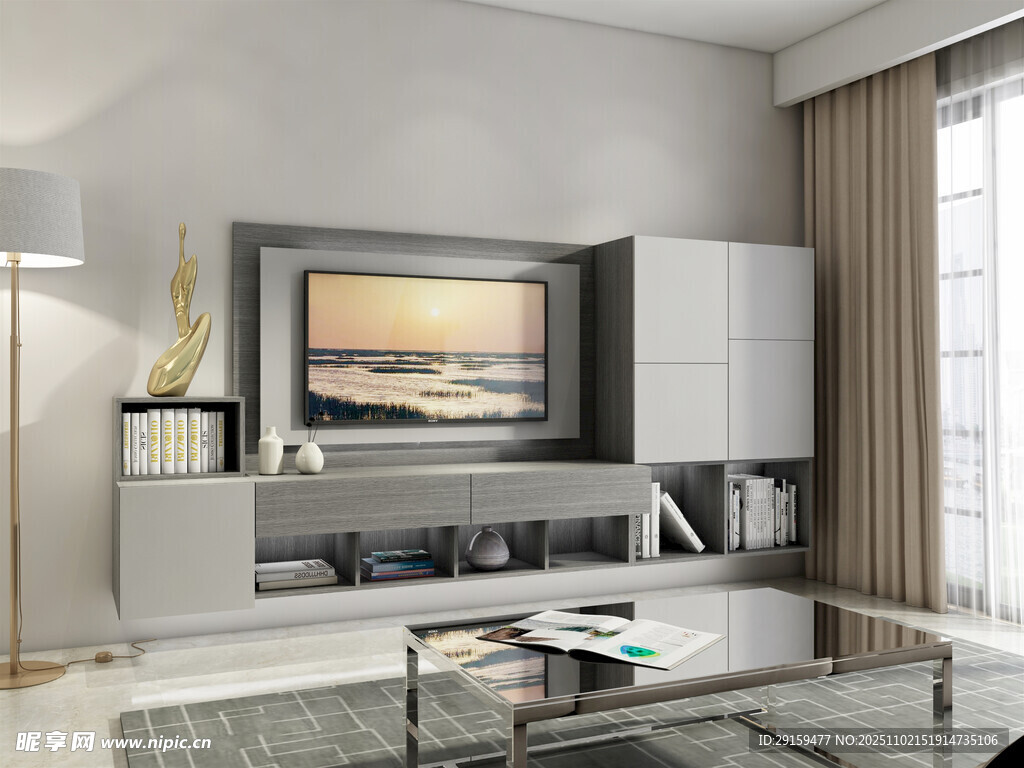 现代简约风客厅电视墙设计