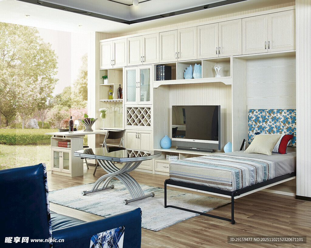 现代简约风客厅卧室一体化空间