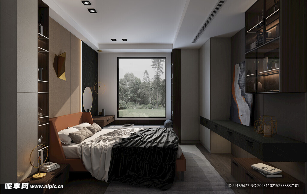 现代简约风格卧室室内图