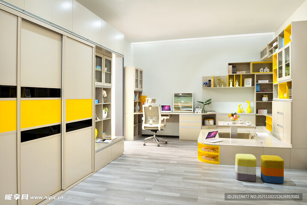 现代简约风儿童房衣柜设计