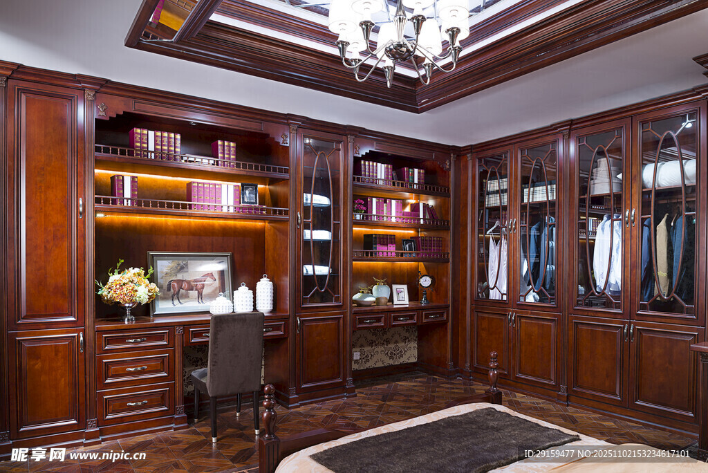 豪华实木书房室内场景