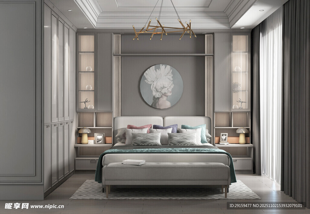 现代简约风卧室优雅设计