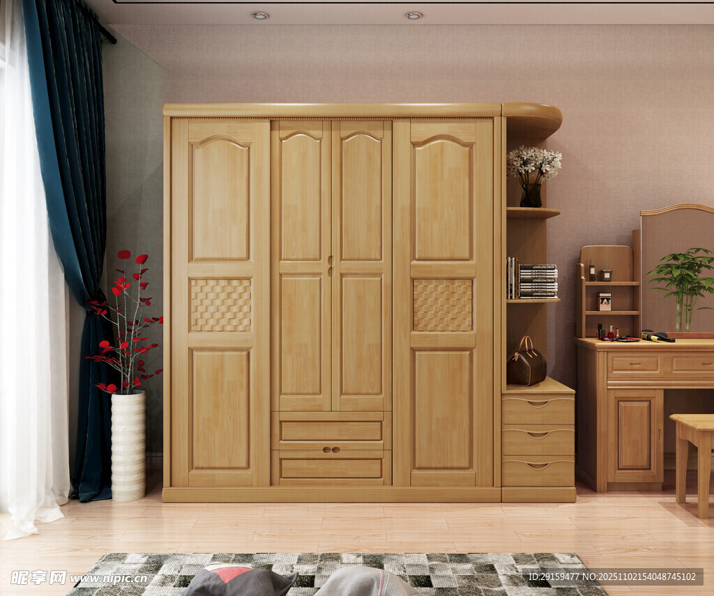 简约实木衣柜家居场景图