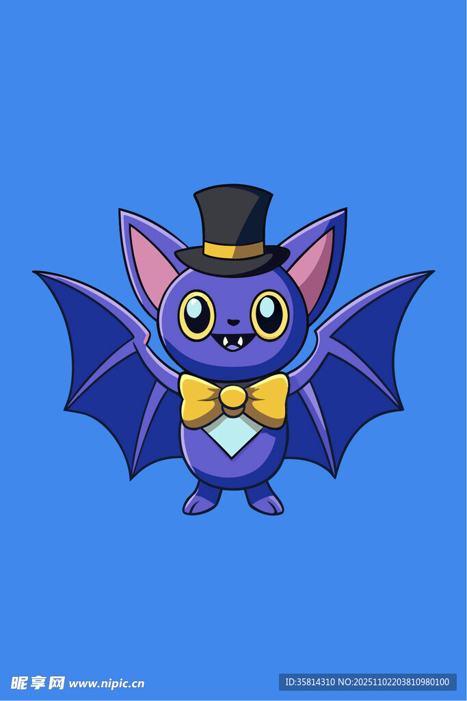 戴礼帽的可爱小蝙蝠
