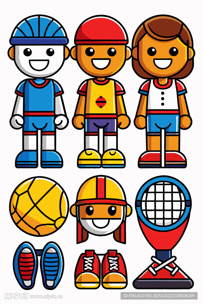 儿童运动装备与卡通人物