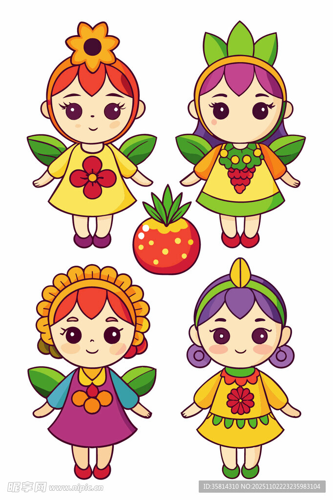 水果精灵女孩插画