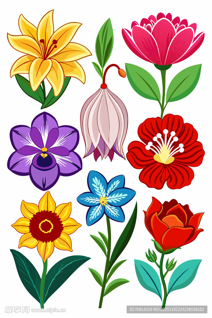 多彩花卉图案集合