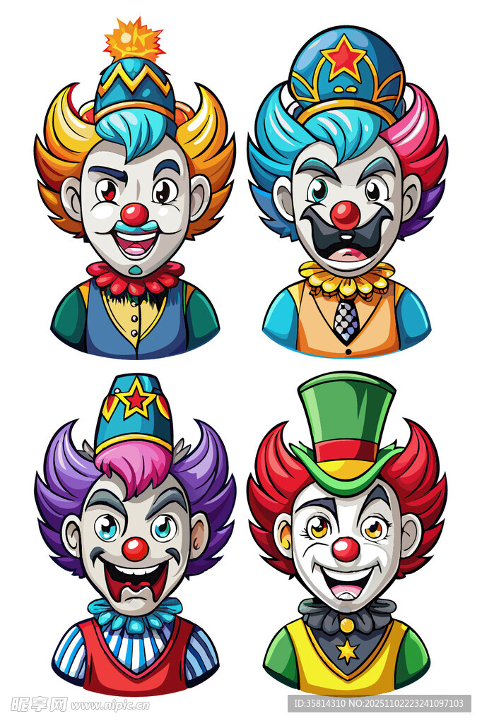 多彩小丑头像集合