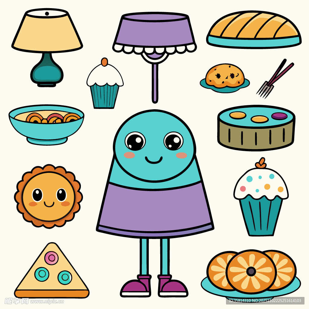 可爱外星人与美味食物