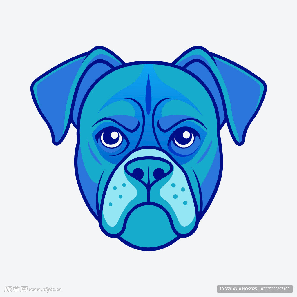 蓝色卡通拳击犬头像