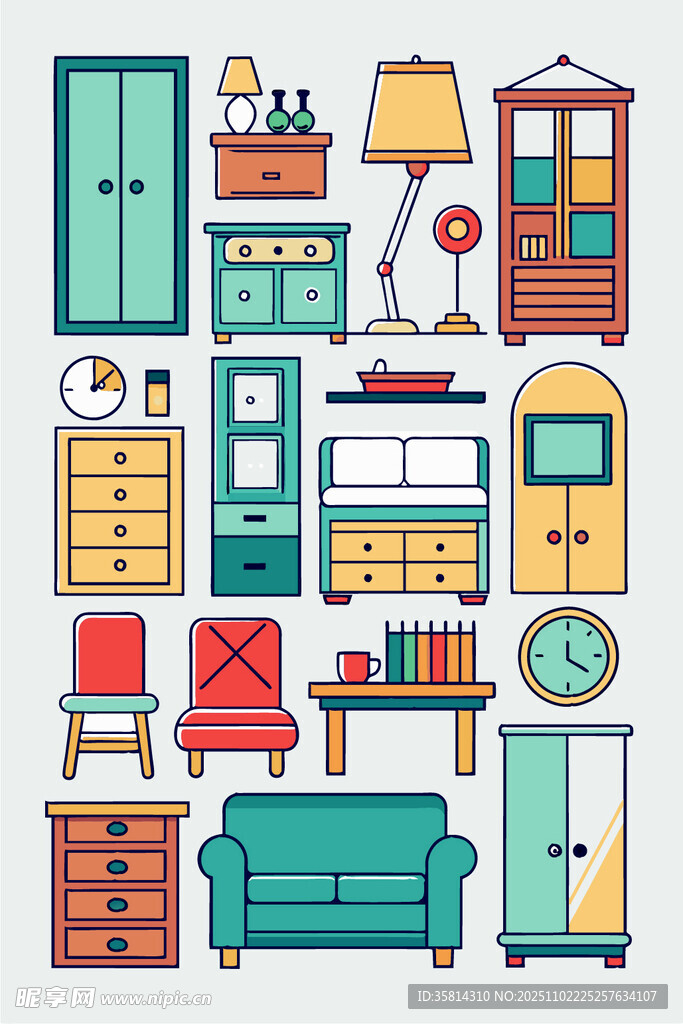 多彩家居家具元素集合