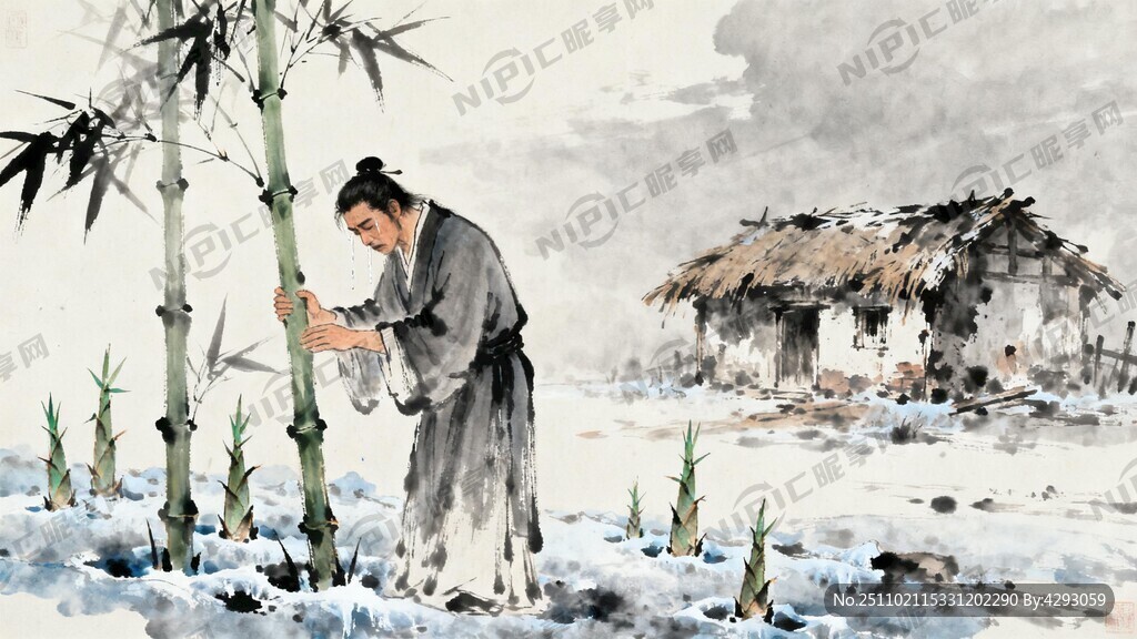 创作一幅孟宗哭竹的图