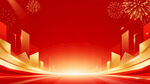 红色辉煌城市夜景背景图