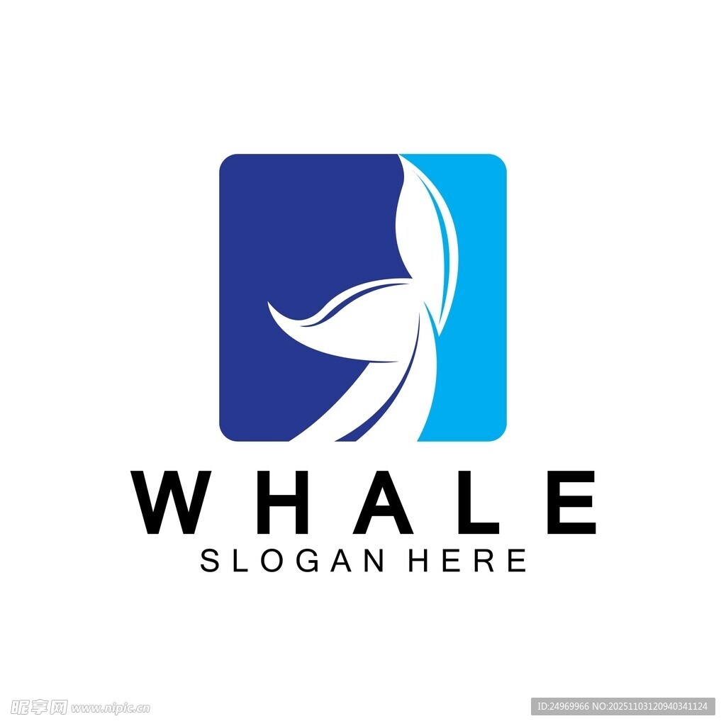 鲸鱼主题简约标志设计