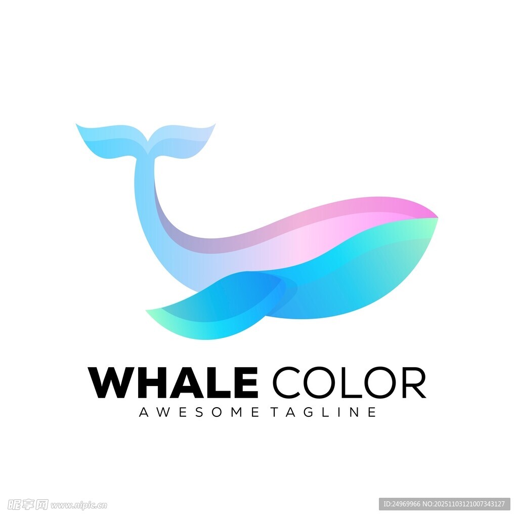 鲸鱼多彩标志设计
