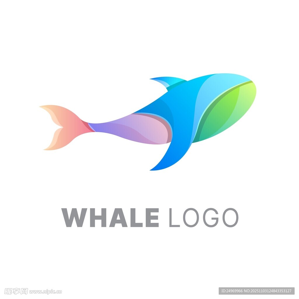 多彩鲸鱼标志设计