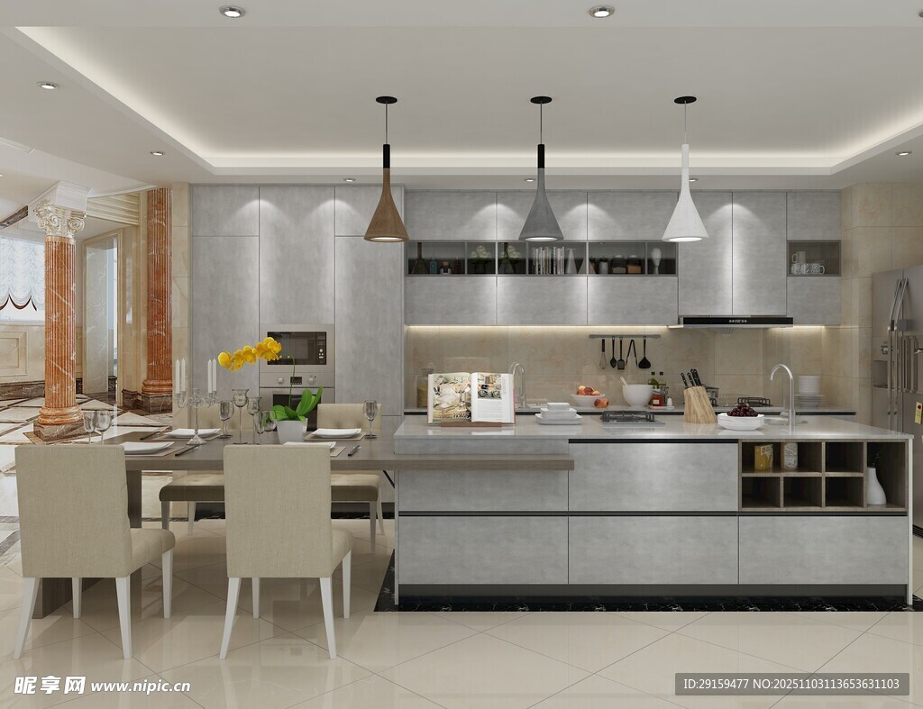现代时尚开放式厨房空间