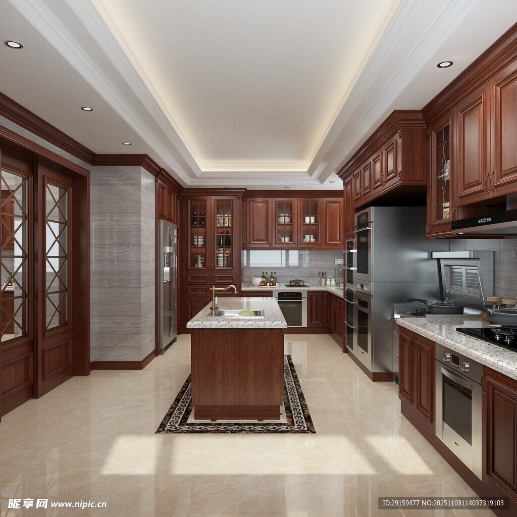 现代中式风格豪华厨房