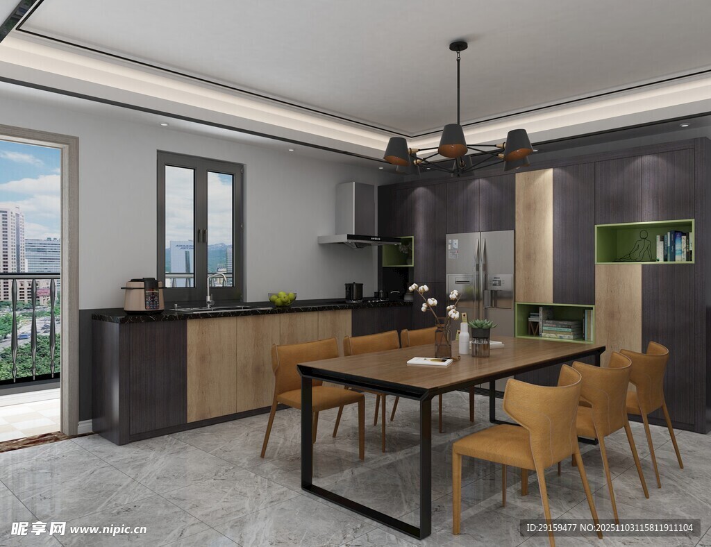 现代简约风格开放式厨房餐厅