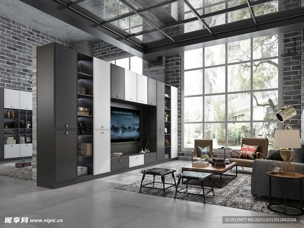 现代工业风客厅室内设计