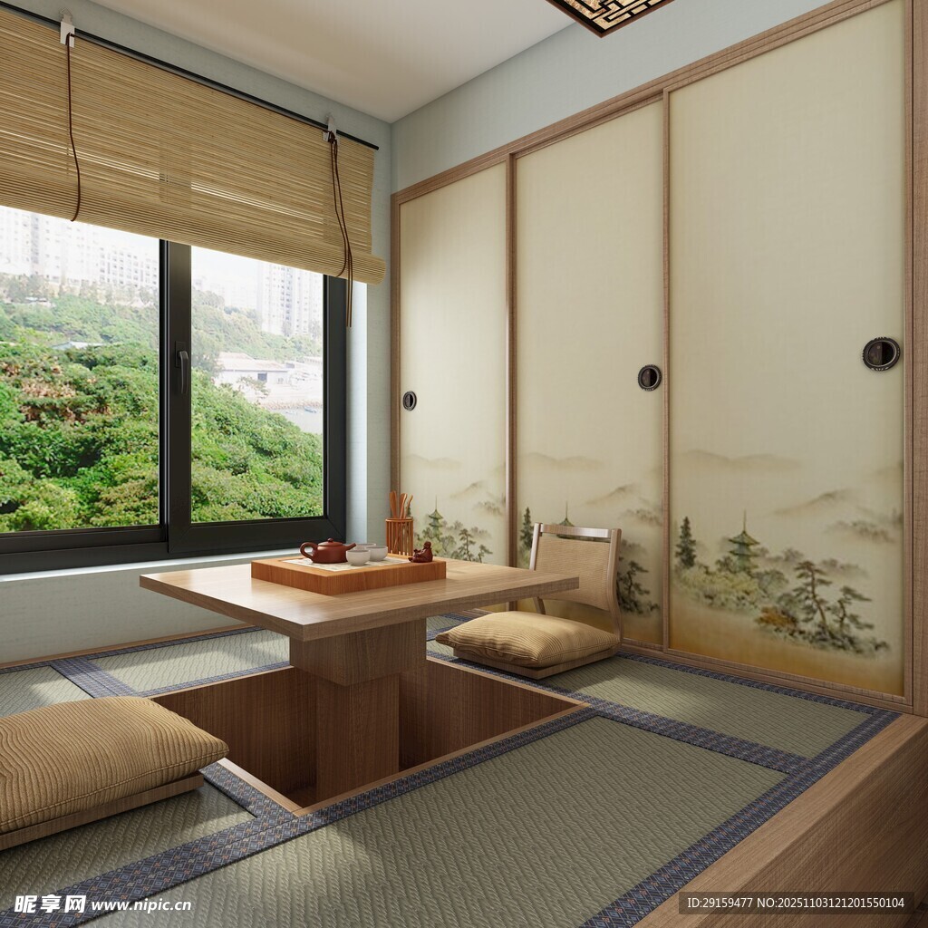 日式榻榻米茶室静谧空间