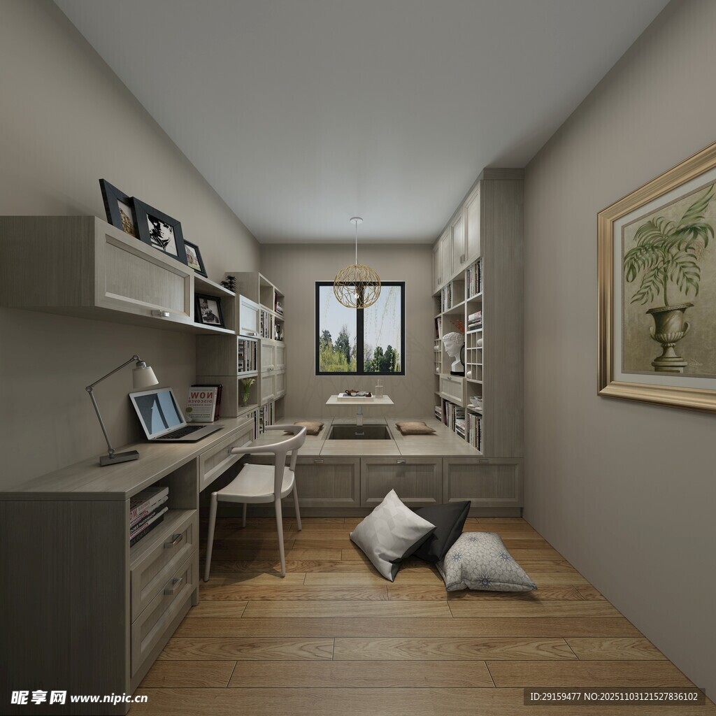 简约风书房室内温馨场景