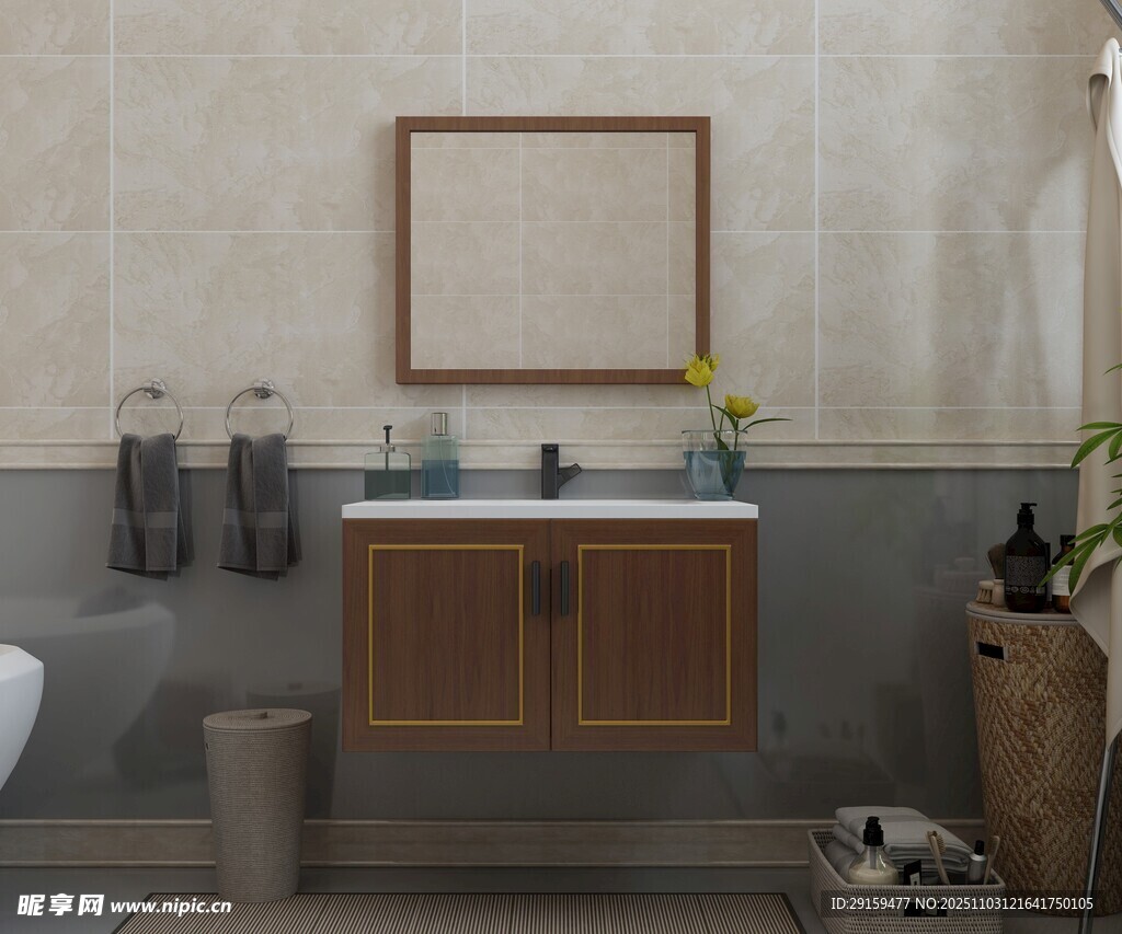 简约风浴室洗手台场景