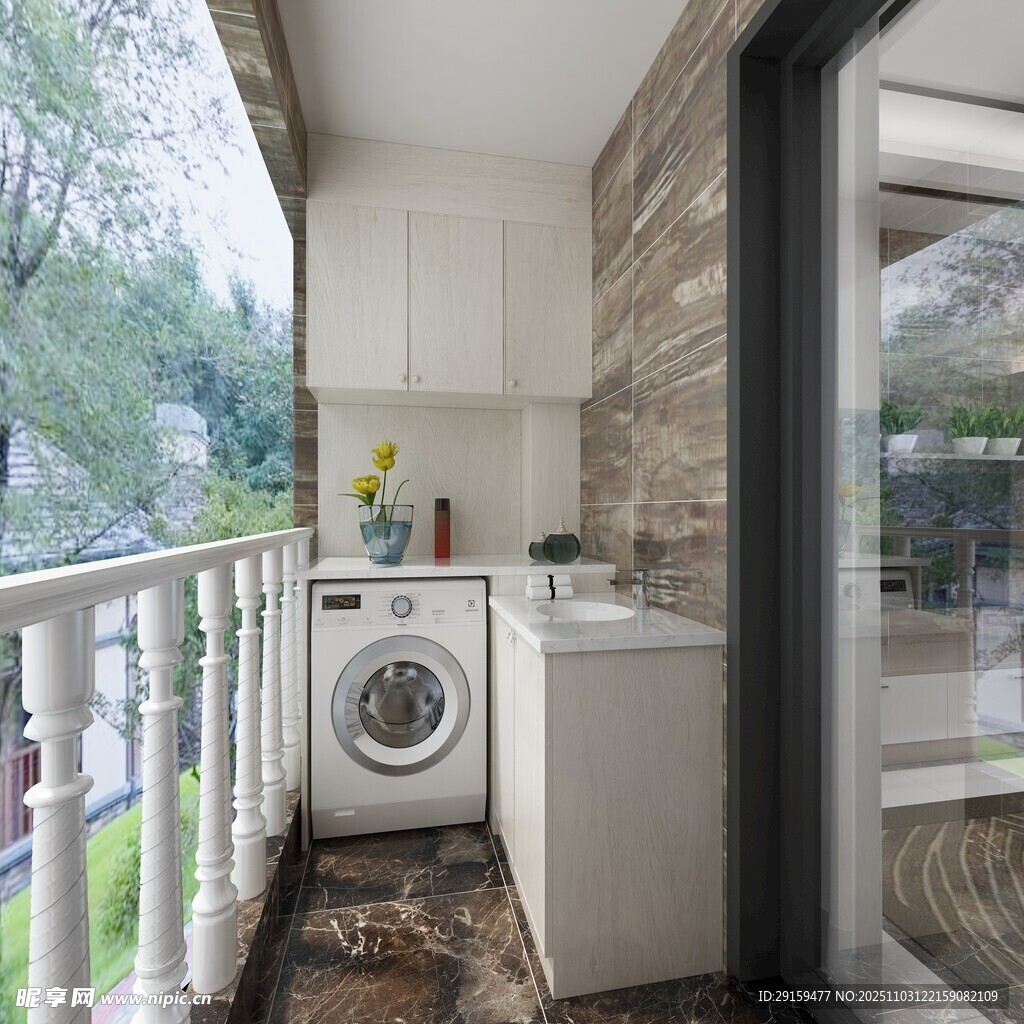 现代简约风阳台洗衣区