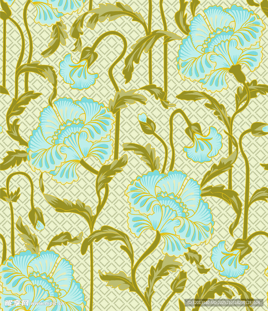 复古花卉图案纹理背景