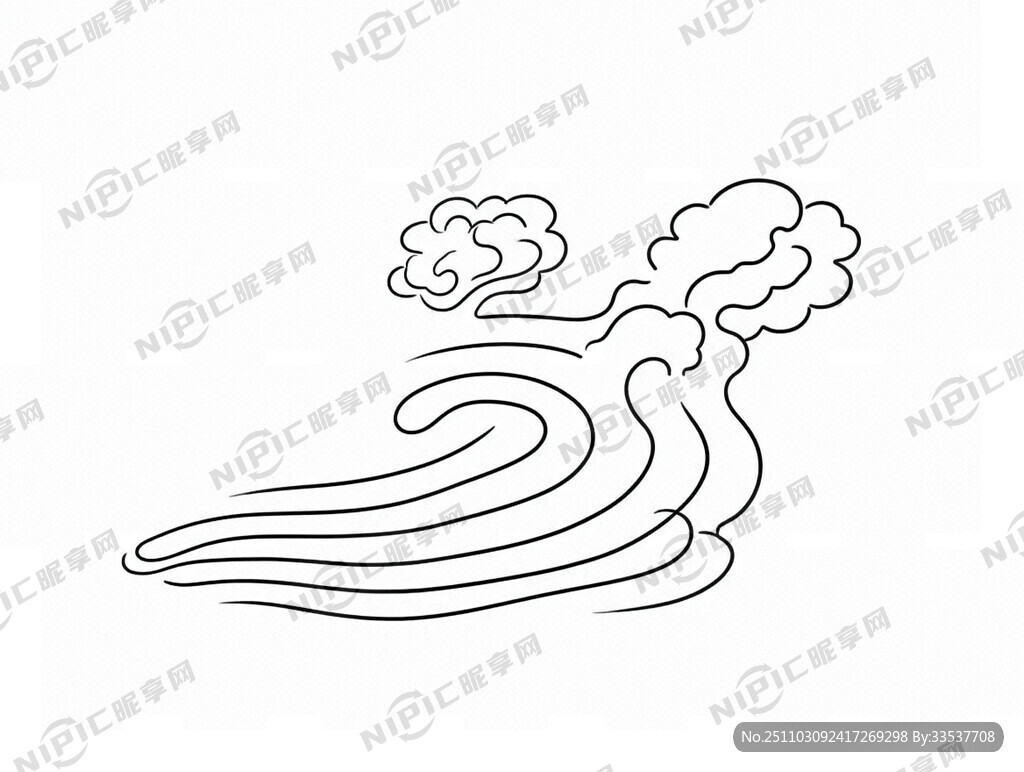 焚香 香云 手绘线条图