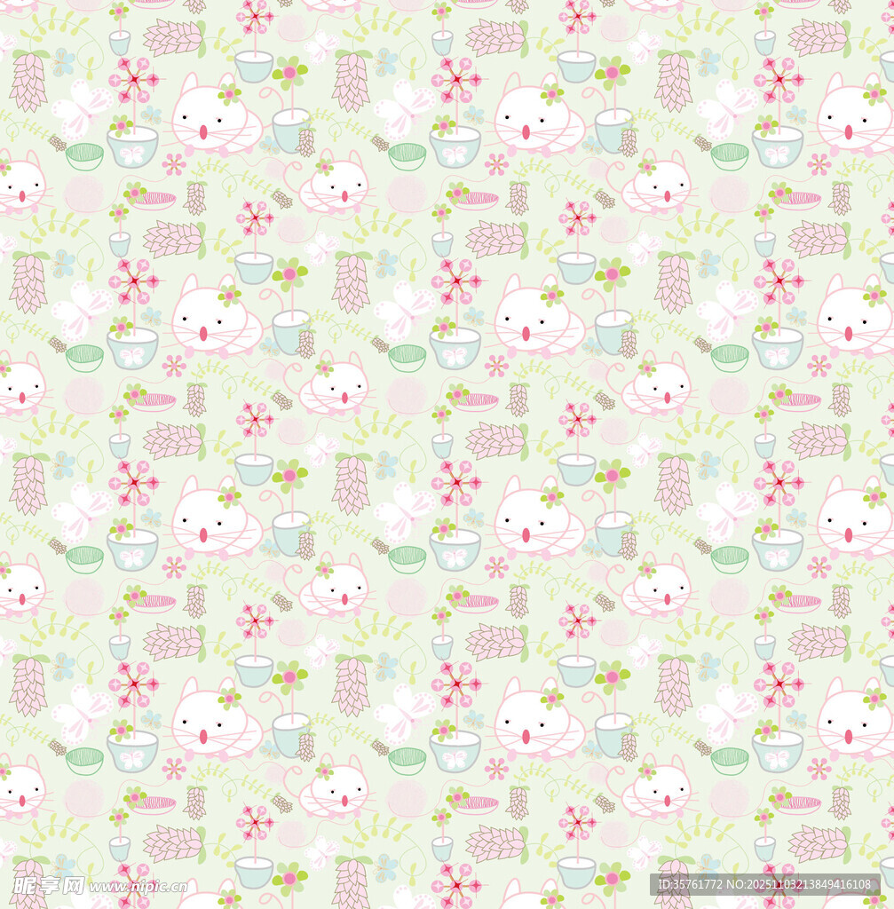 清新花卉几何图案背景图