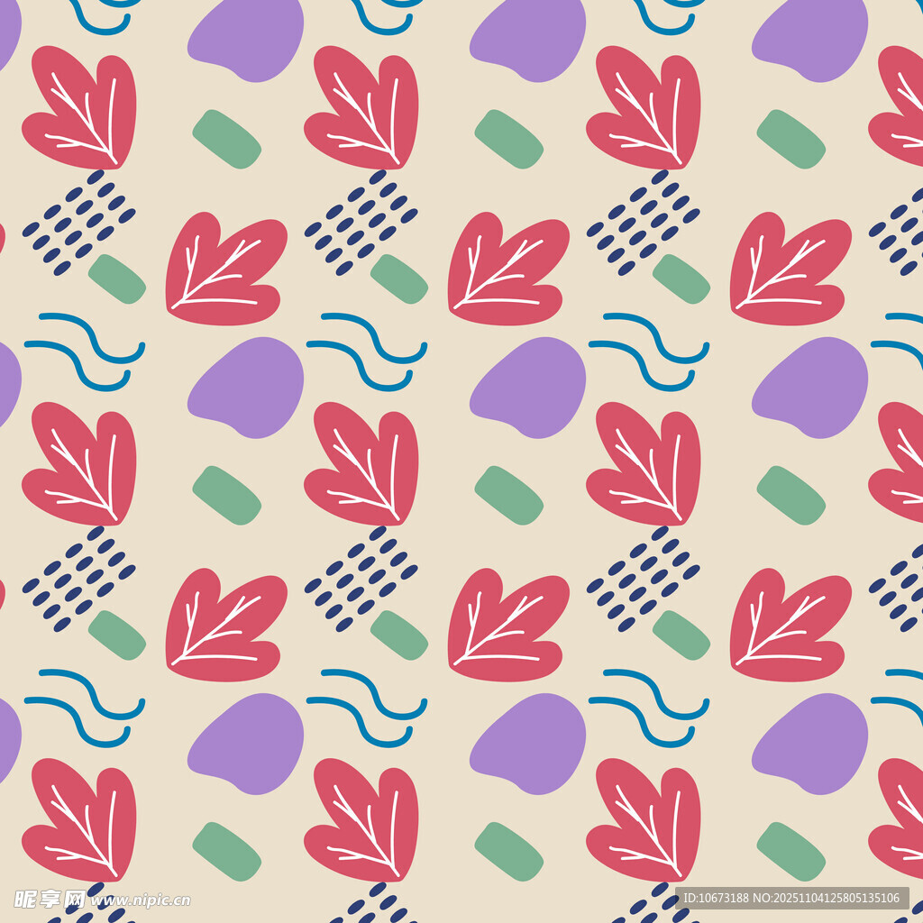 多彩心形叶子图案背景