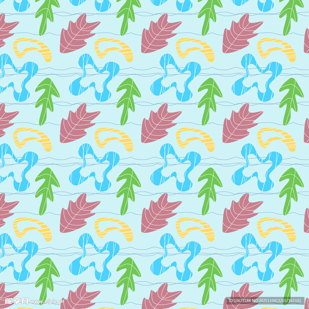 多彩植物图案背景纹理