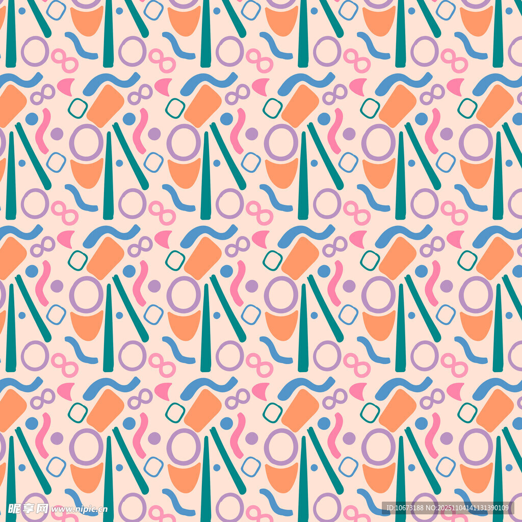 多彩花卉几何图案背景