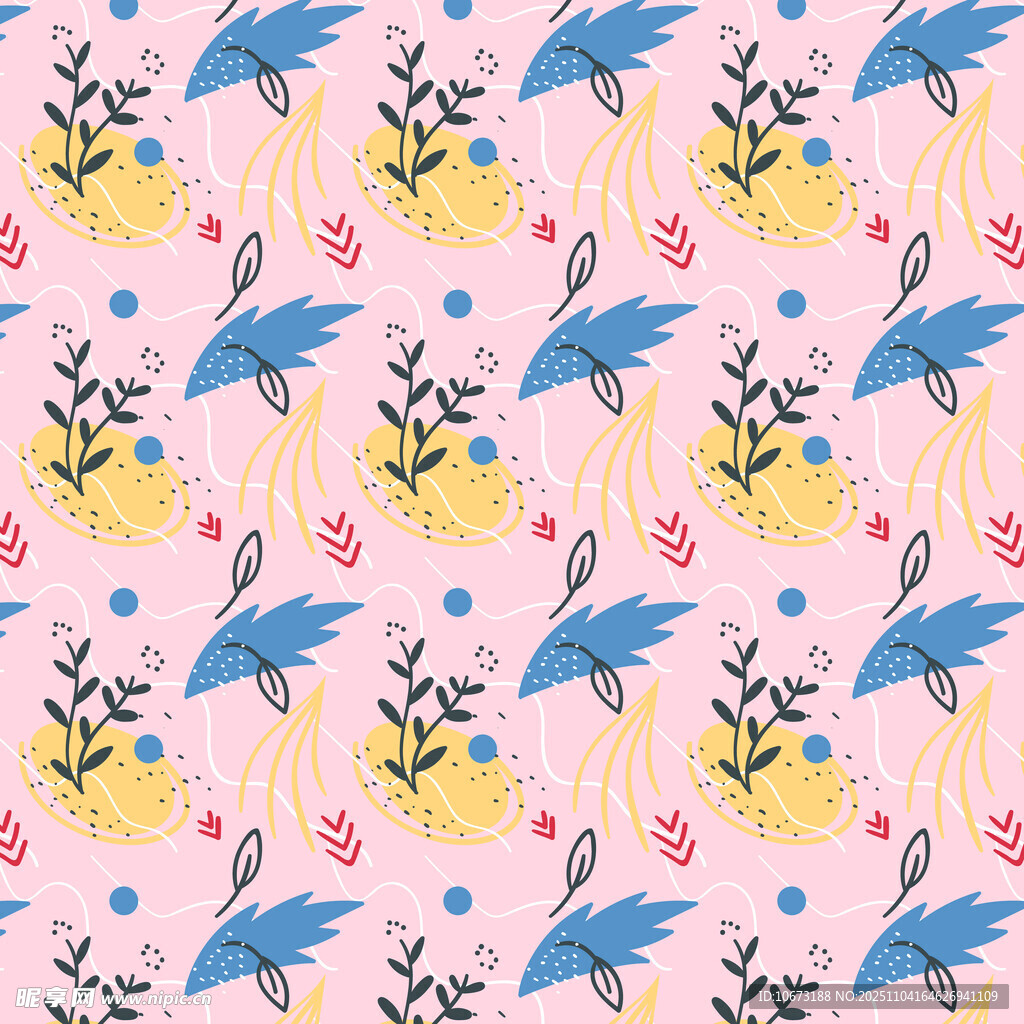 粉色背景飞鸟花卉图案