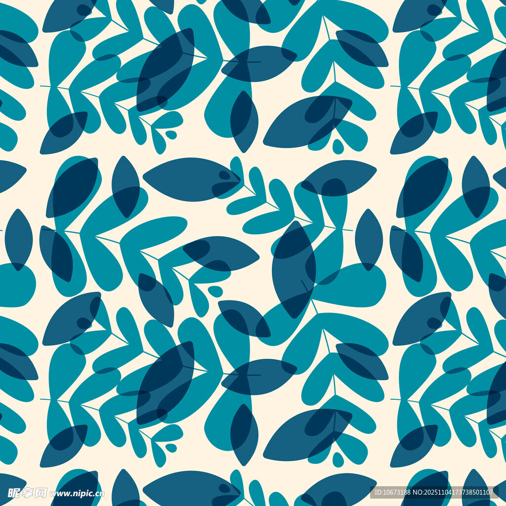 蓝绿叶片几何图案纹理