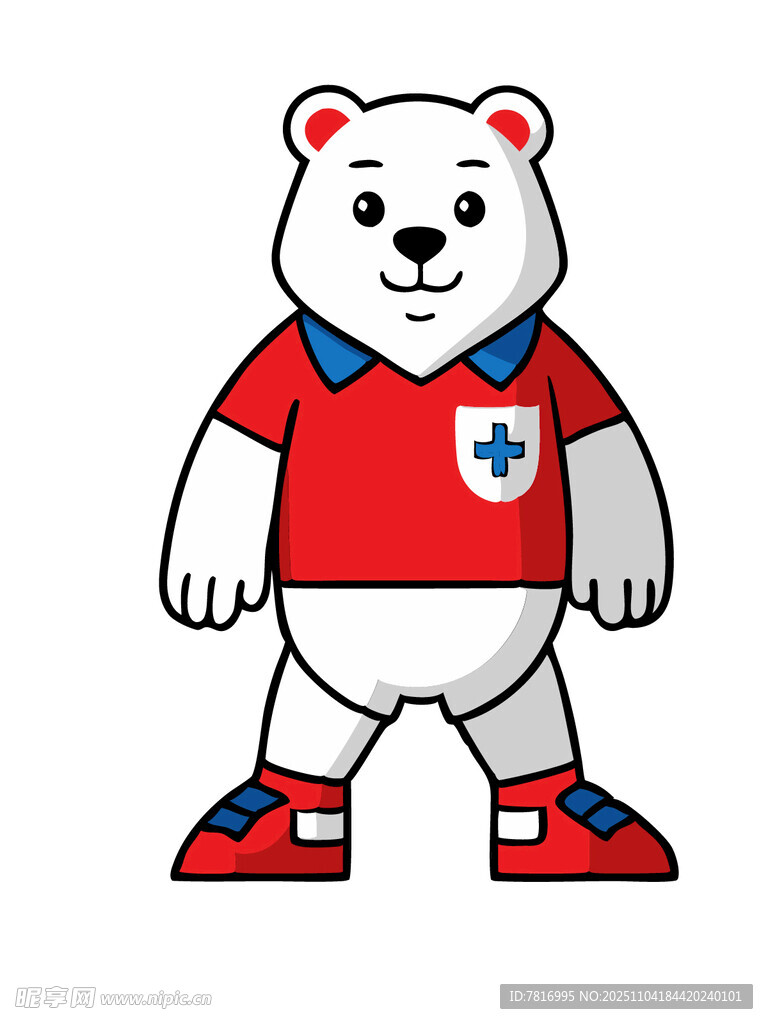 穿瑞士队服的卡通北极熊