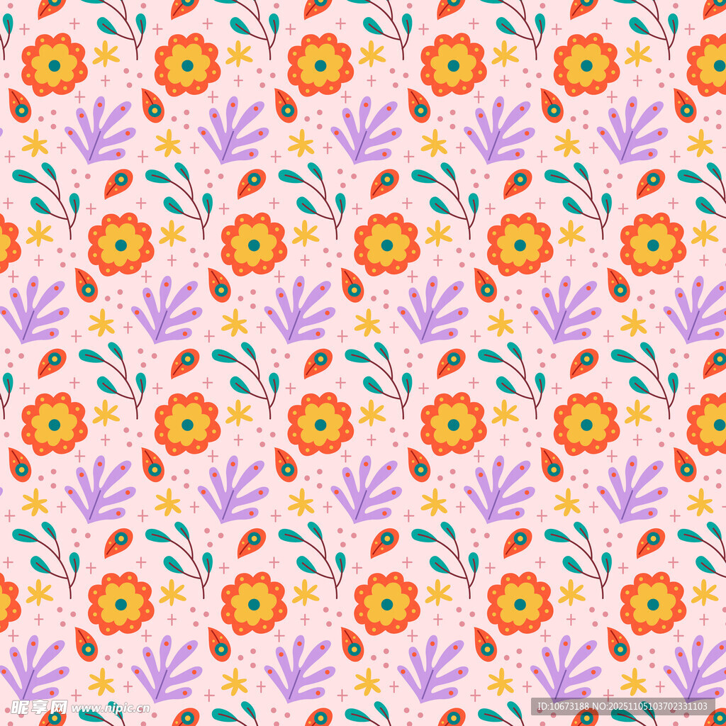 多彩花卉图案背景纹理