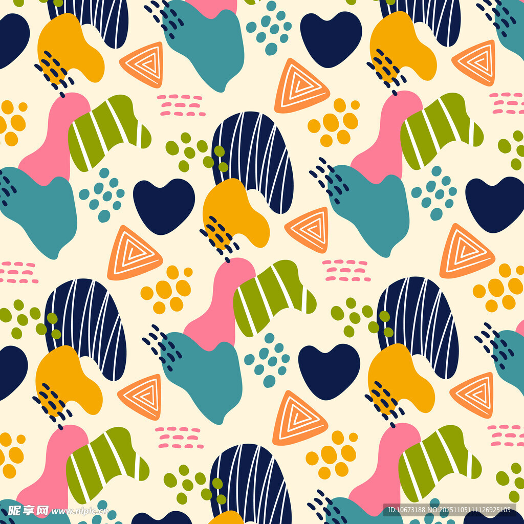 多彩几何爱心图案背景