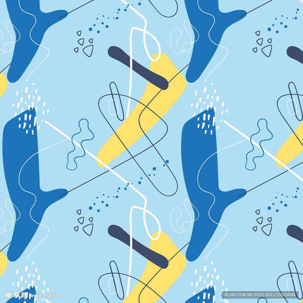 蓝色海洋风鲸鱼图案设计