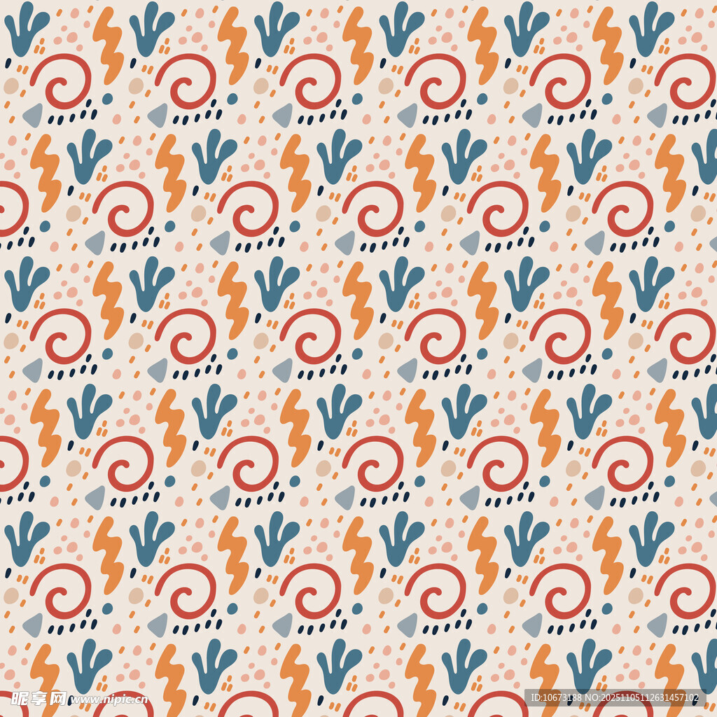 复古风植物螺旋花纹图案