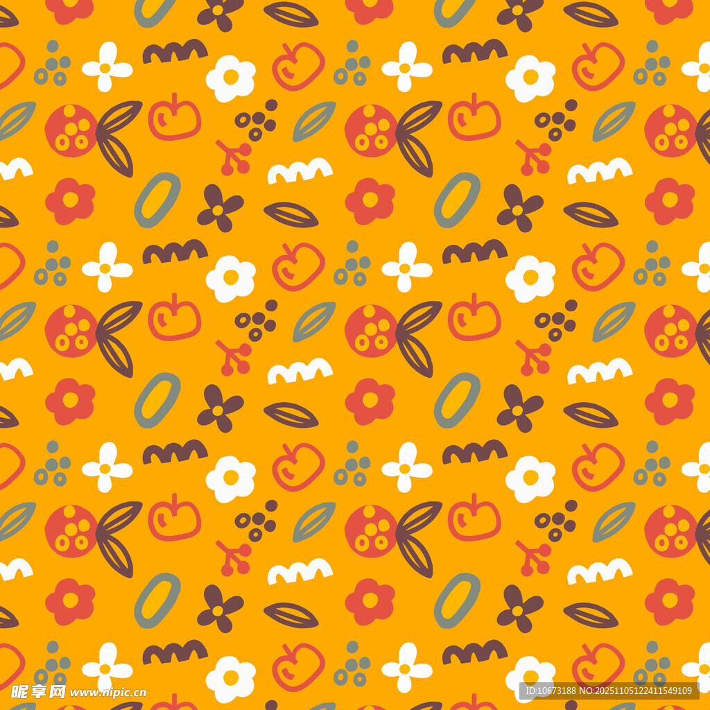 秋日花卉植物图案背景